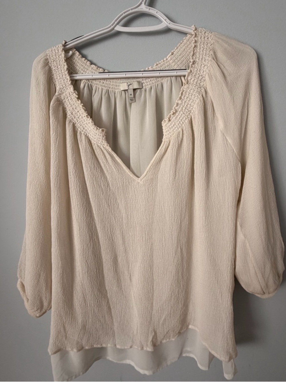 Joie Off-White Sheer Layered V-Neck Tunic